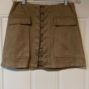 DO+BE Tan Mini Tie Front Cargo Skirt NWT